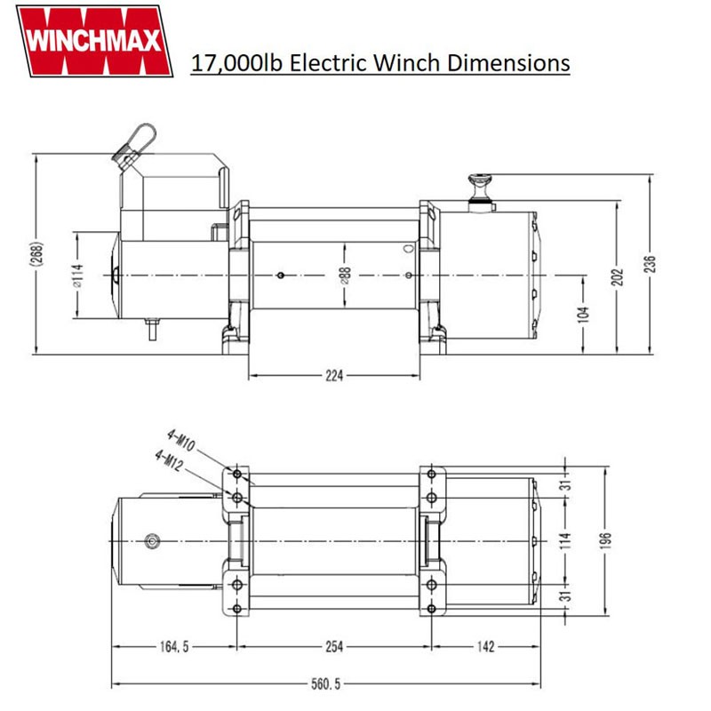 WINCHMAX ELECTRIC WINCH 17000LB (7711KG) 12V DYNEEMA