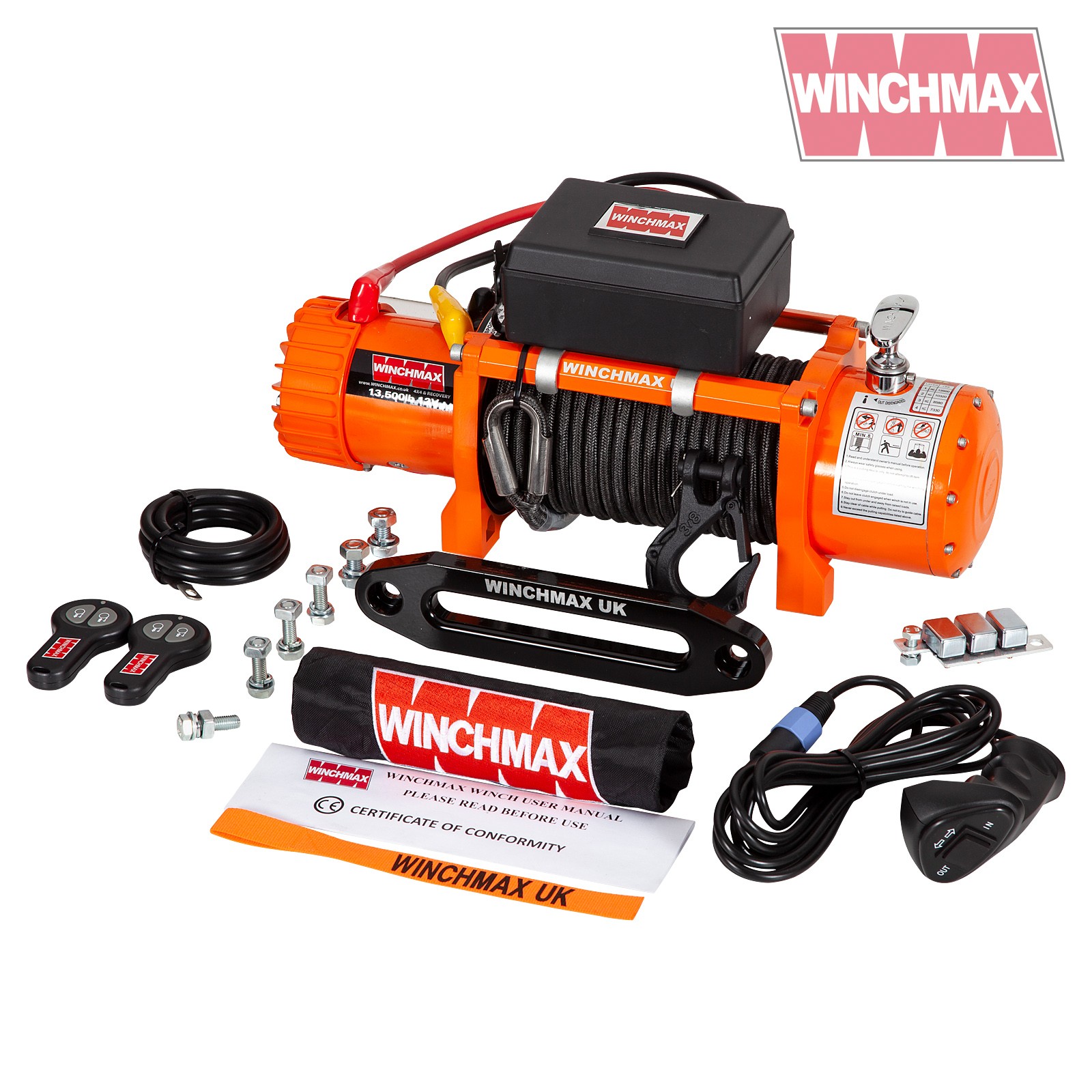 ELECTRIC WINCH 12V 4x4/RECOVERY 13500 lb WINCHMAX BRAND MOUNTING PLATE INC.